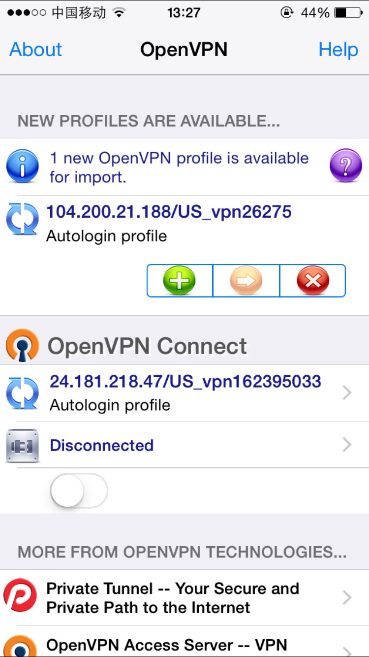 OpenVPN add profile