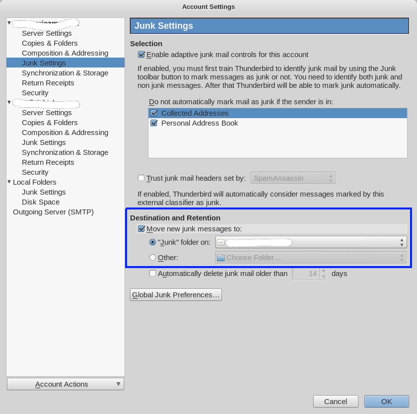 mailbird how to send to junk folder