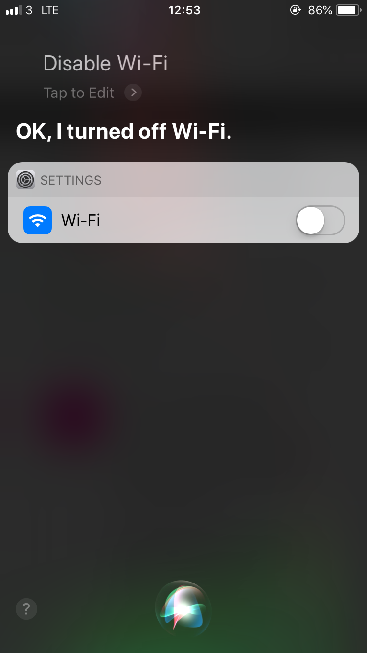 siri disable wifi