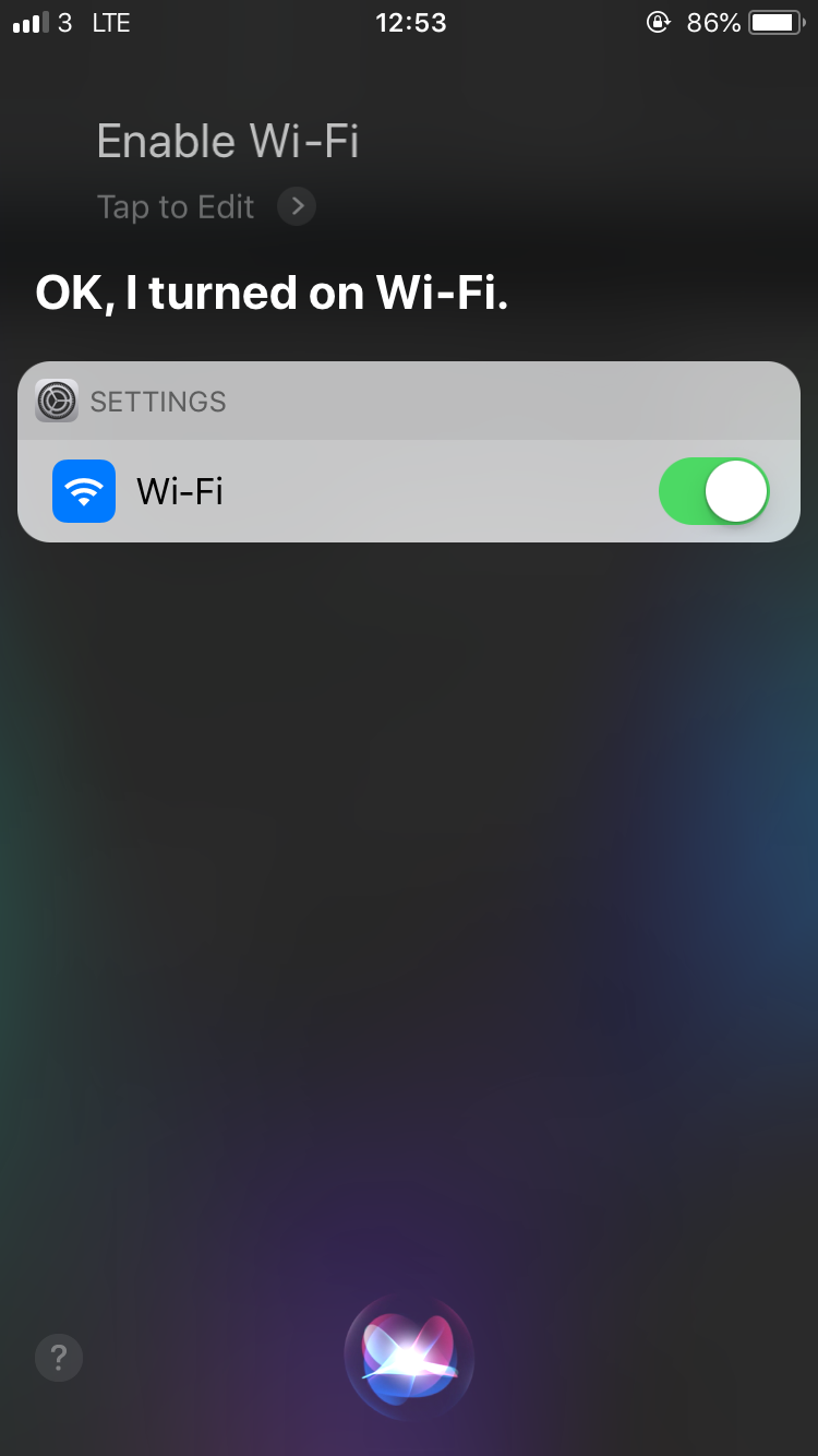 siri enable wifi