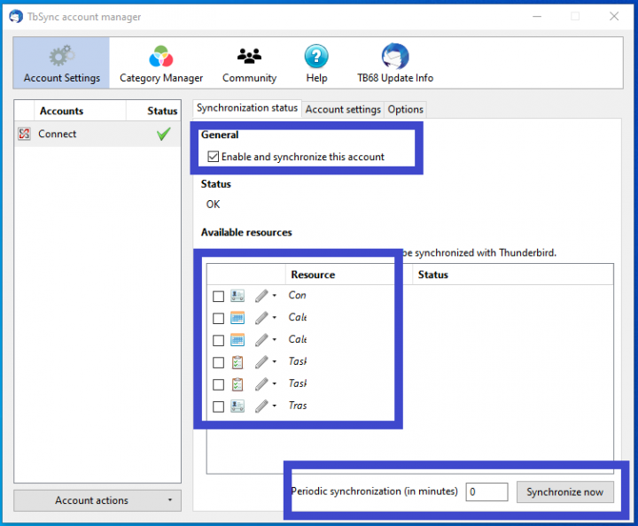 Synchronizing Thunderbird Calendar and Address Book with Office365
